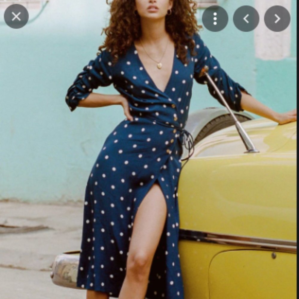 Faithfull The Brand Blue Wrap Dress